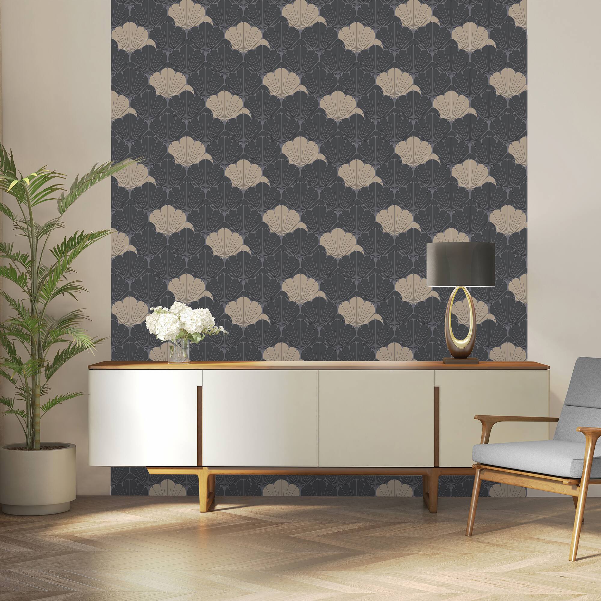 Designs Direct Giant Art Deco Gingko Leaf Wallpaper
